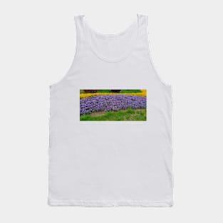 Purple Tulips with yellow flowers and green grass Tank Top